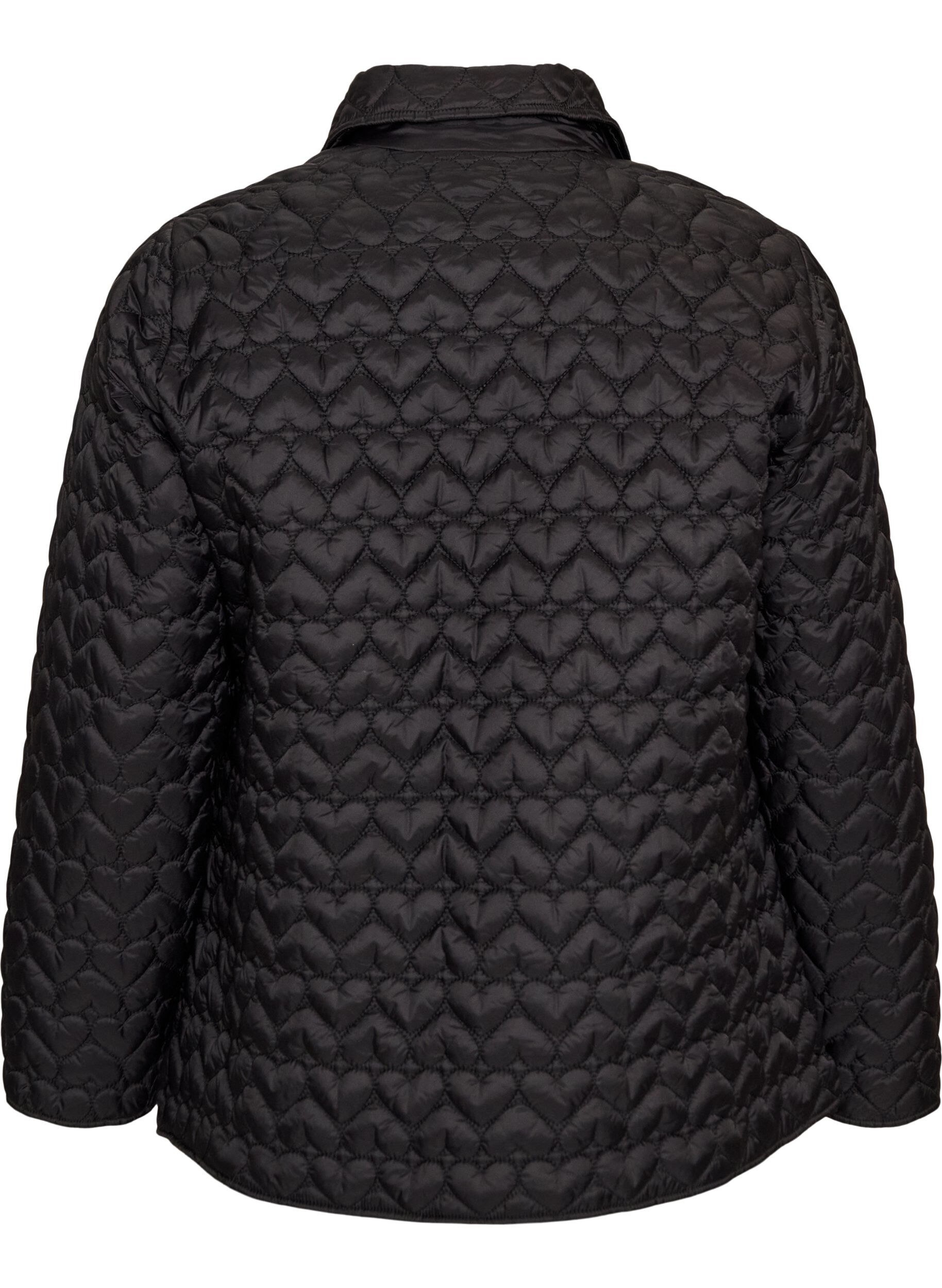 ZizziLeicht wattierte Jacke mit dekorativer Steppung, Schwarz, Packshot image number 1