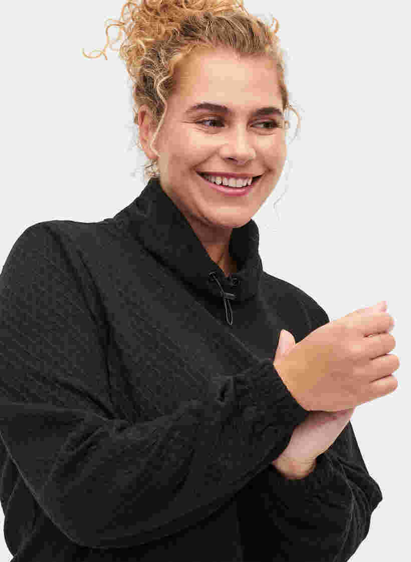 Sweatshirt mit hohem Hals und verstellbarem Gummizug, Black, Model image number 1