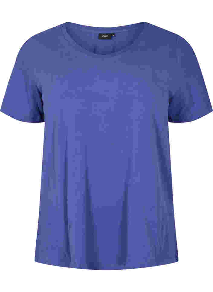 Einfarbiges basic T-Shirt aus Baumwolle, Deep Cobalt, Packshot image number 0