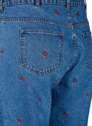 Mille Mom Fit Jeans mit Stickerei, Light Blue Cherry, Packshot image number 3