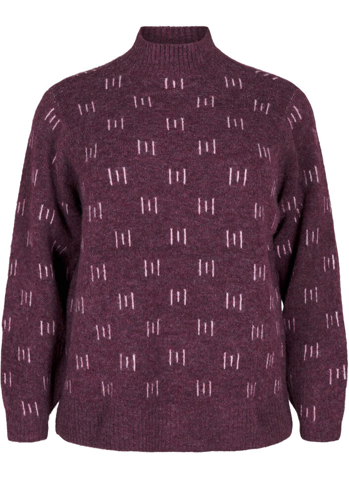  Strickbluse mit Muster und hohem Kragen, Potent P. Mel. Comb, Packshot image number 0