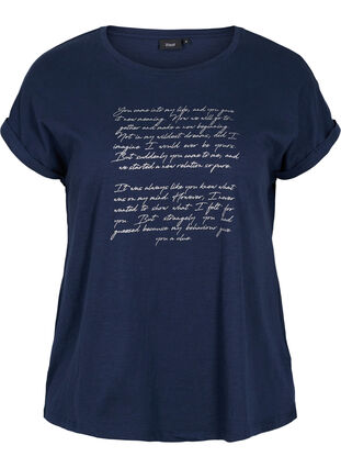 T-Shirt mit Aufdruck in Bio-Baumwolle, Navy Blazer Silver, Packshot image number 0
