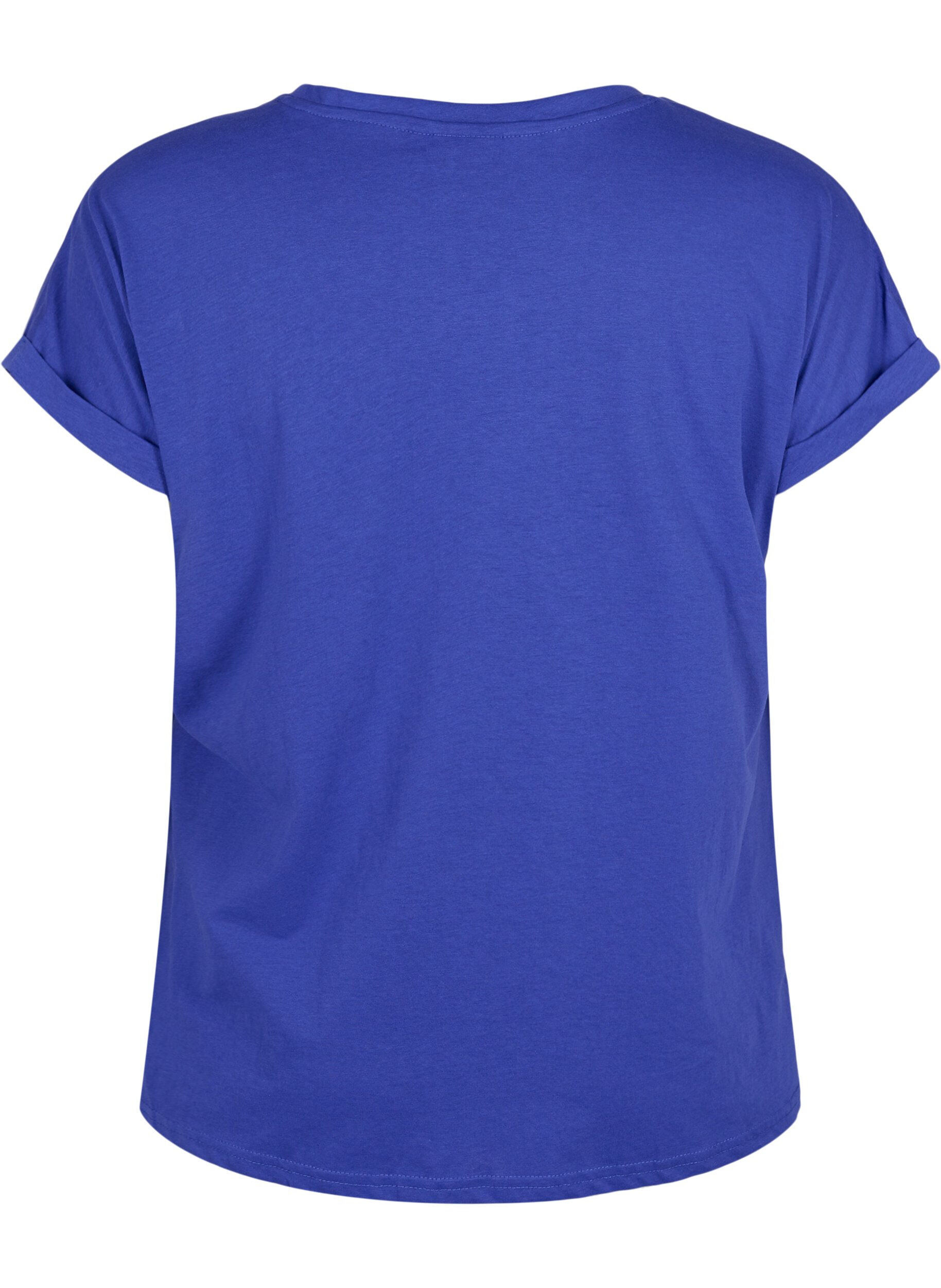 ZizziKurz&auml;rmeliges T-Shirt aus einer Baumwollmischung, Blau, Packshot image number 1
