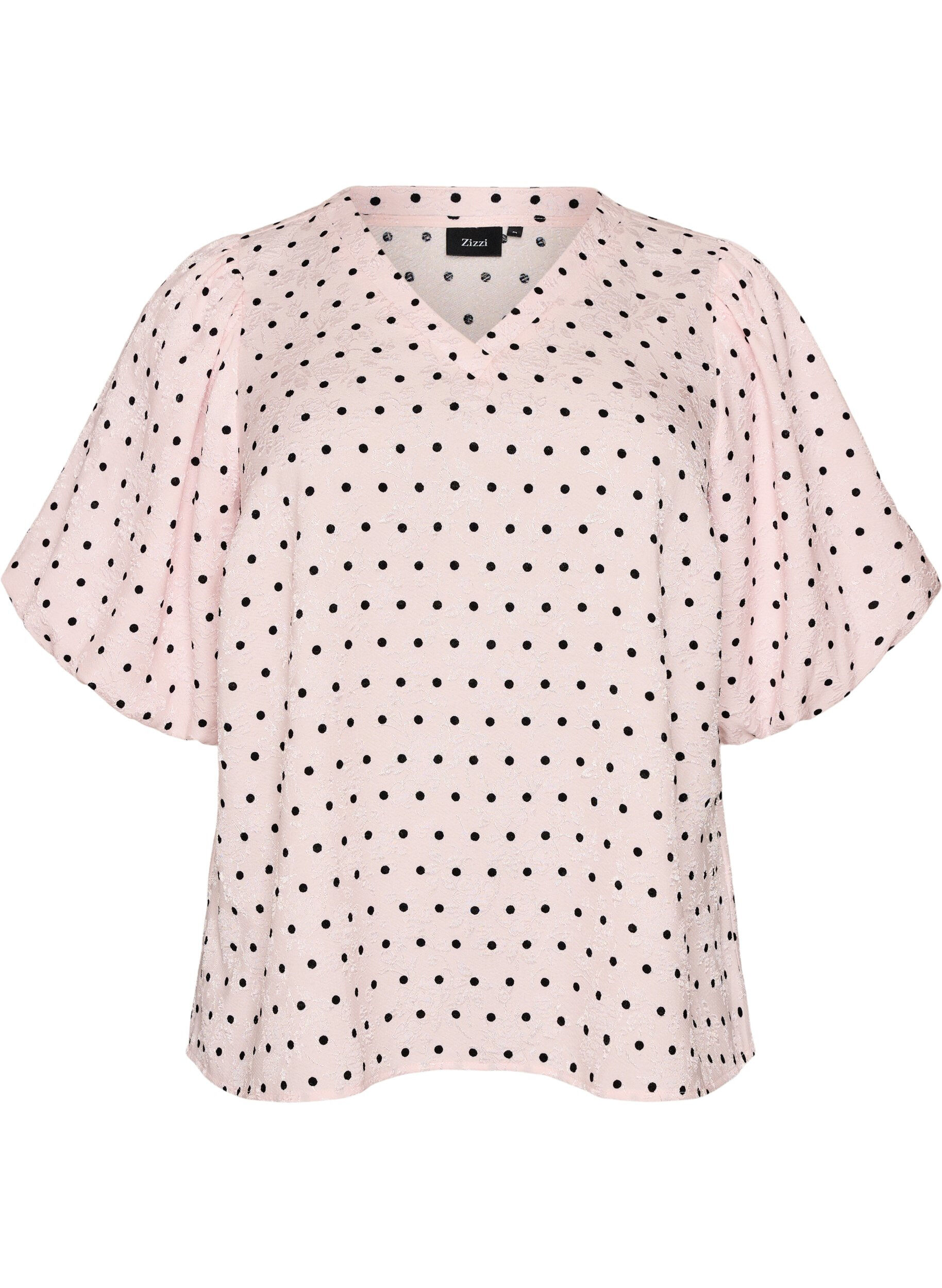 ZizziBluse mit Polka-Dot-Muster und Ballon&auml;rmeln, Pink, Packshot image number 0