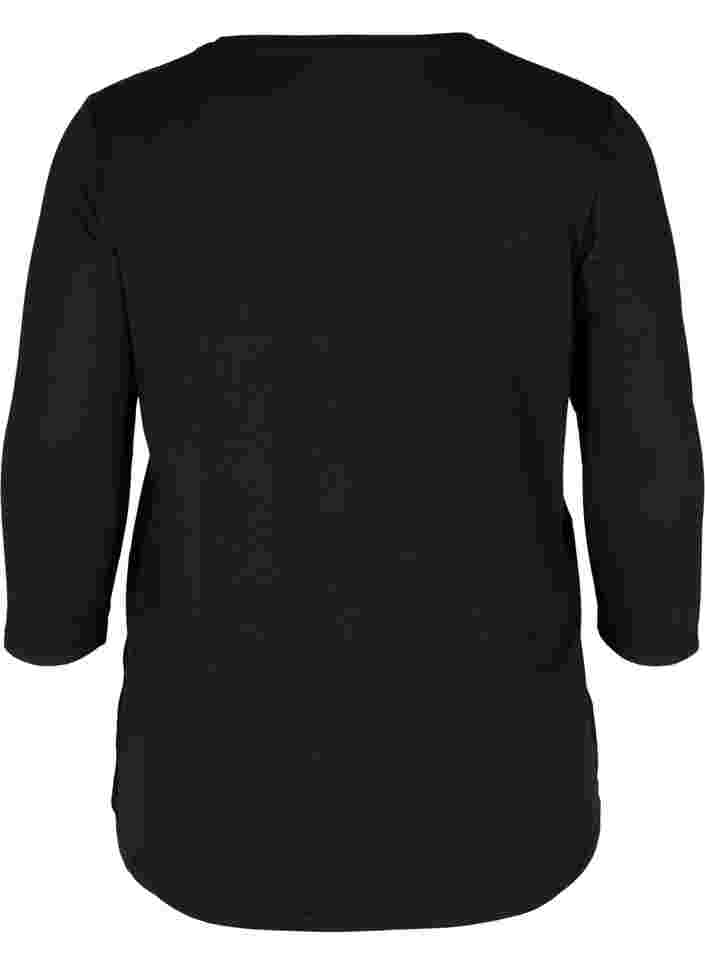Trainingsshirt mit 3/4-Ärmeln, Black, Packshot image number 1