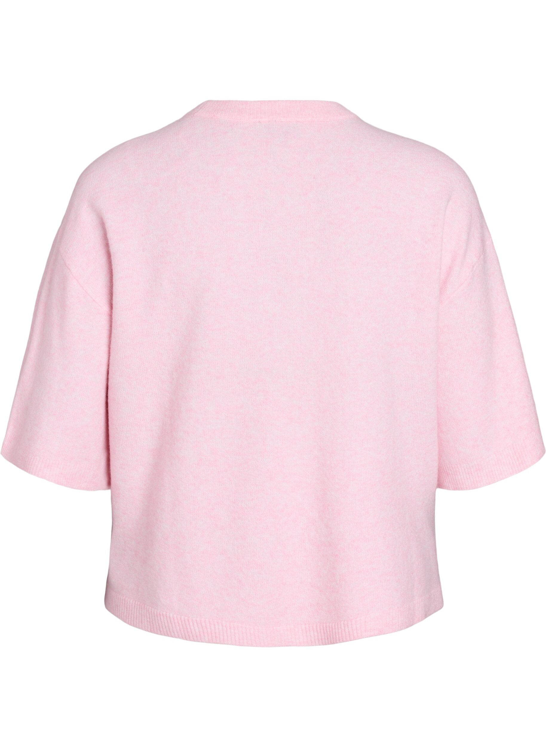 ZizziLocker sitzende Strickshirt mit kurzen &Auml;rmeln, Rot, Packshot image number 1