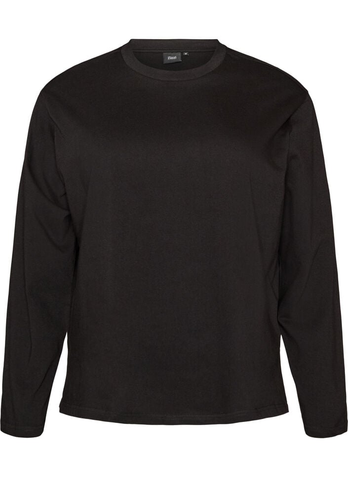 Basic T-Shirt mit langen &Auml;rmeln, Schwarz, Packshot image number 0