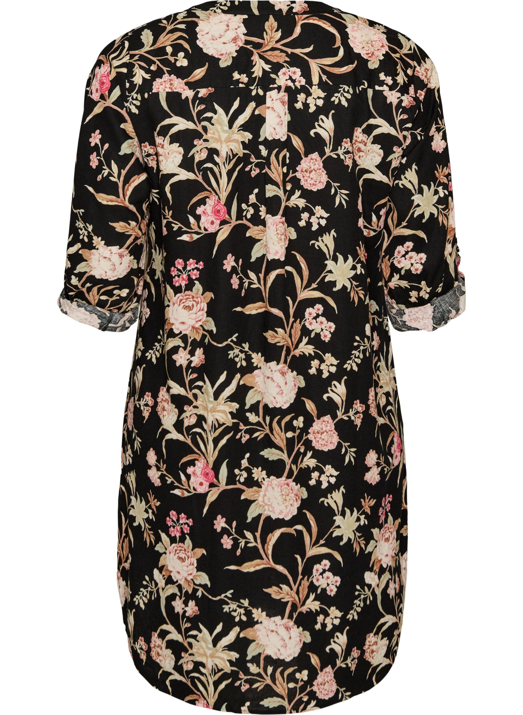 ZizziLange Bluse aus Leinen und Viskose, Schwarz, Packshot image number 1