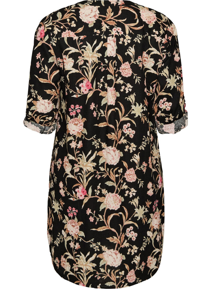 Lange Bluse aus Leinen und Viskose, Schwarz, Packshot image number 1