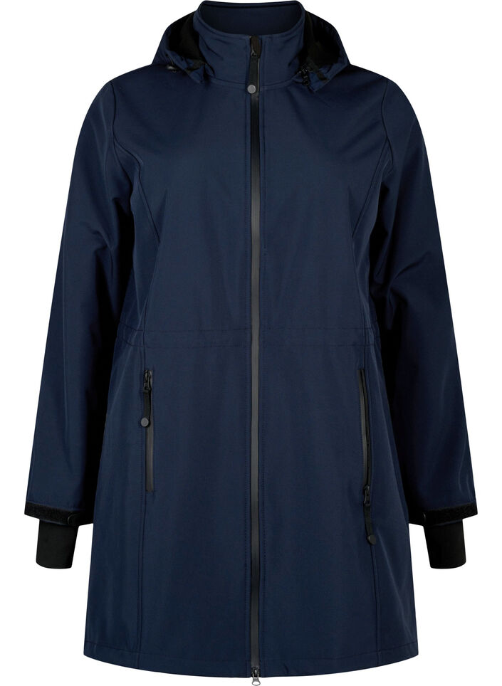 Softshelljacke mit abnehmbarer Kapuze, Blau, Packshot image number 0