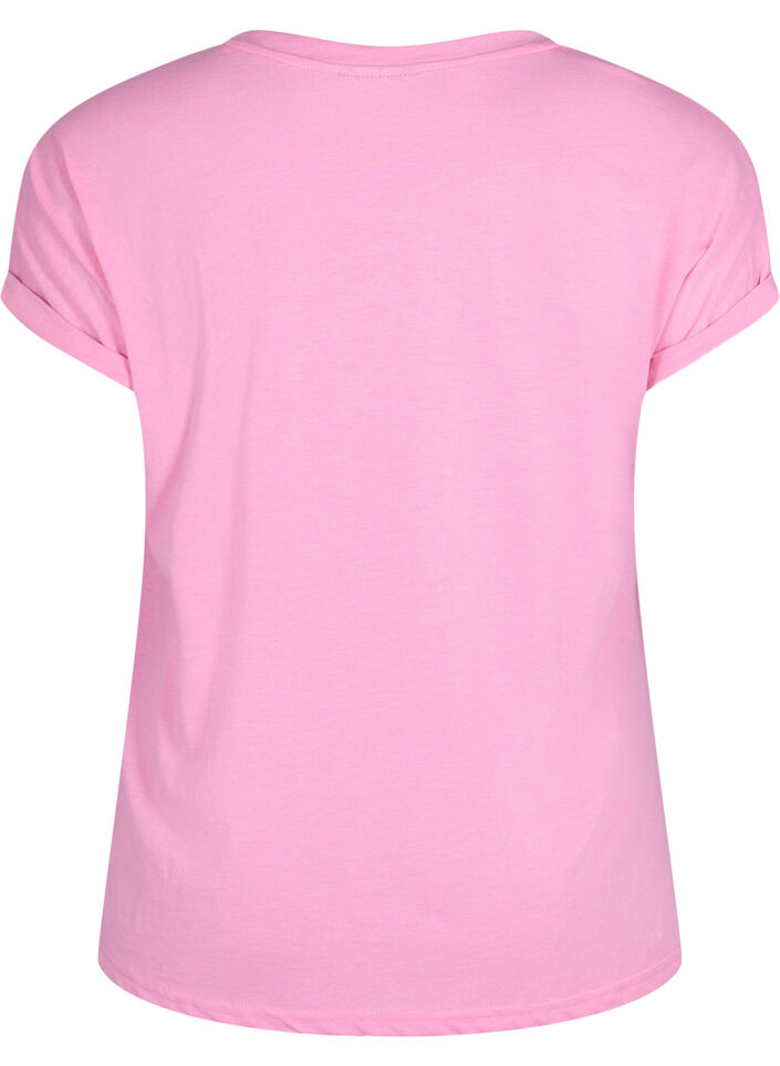 Kurz&auml;rmeliges T-Shirt aus einer Baumwollmischung, Pink, Packshot image number 1