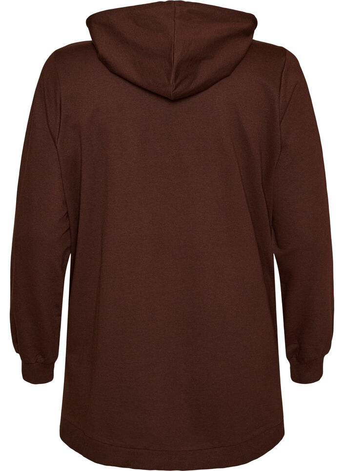 Hoodie mit Textmotiv aus Frottee, Braun, Packshot image number 1