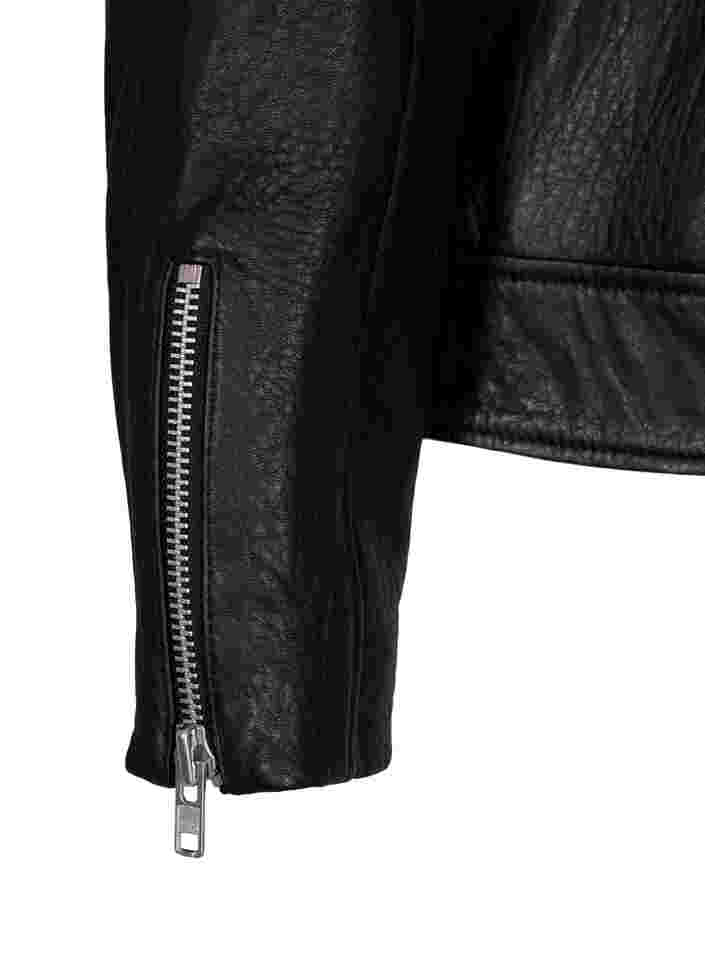 	 Lederjacke mit Reißverschluss, Black, Packshot image number 3