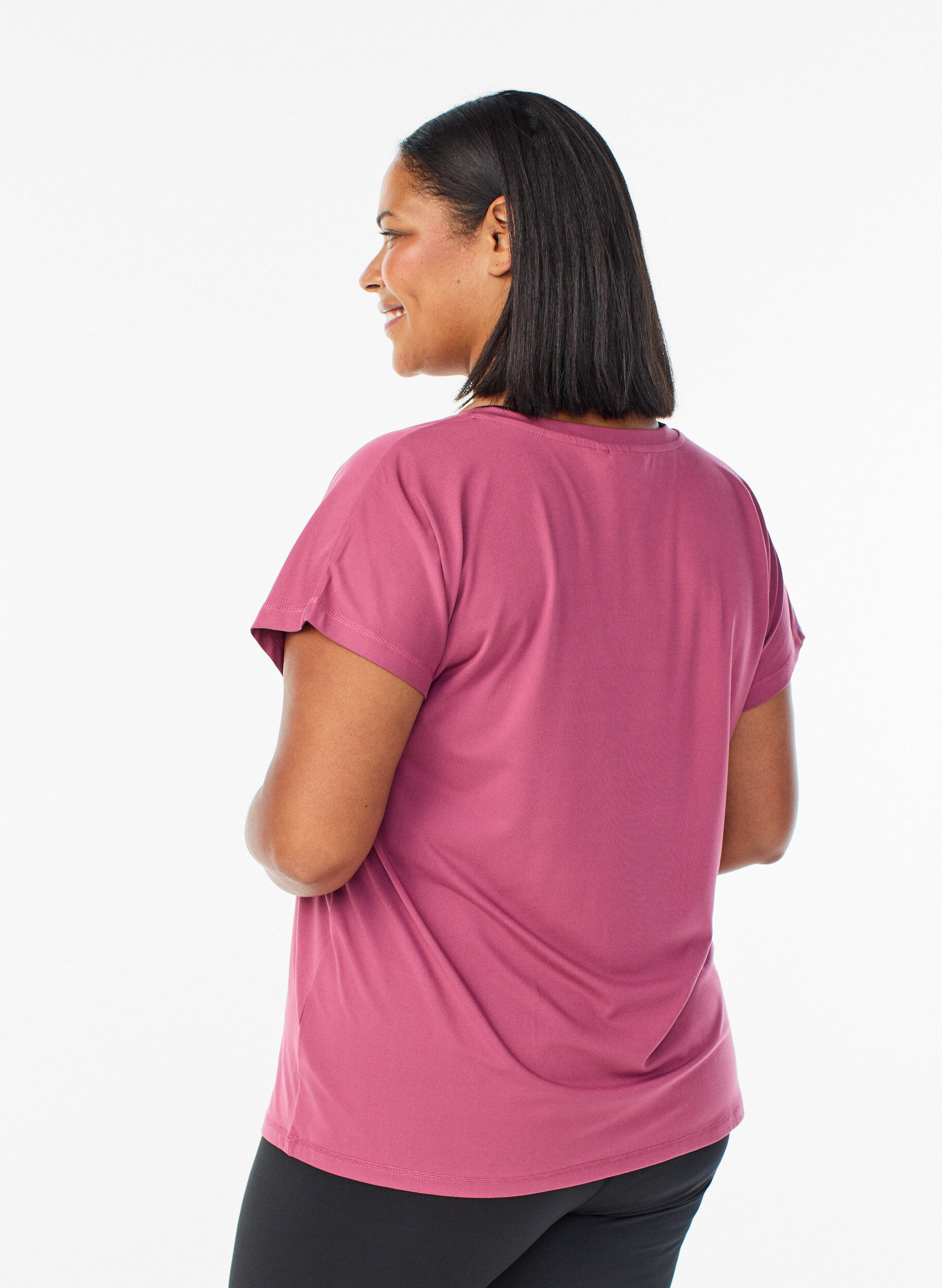 ZizziLockeres Trainings-T-Shirt mit V-Ausschnitt, Rot, Model image number 2