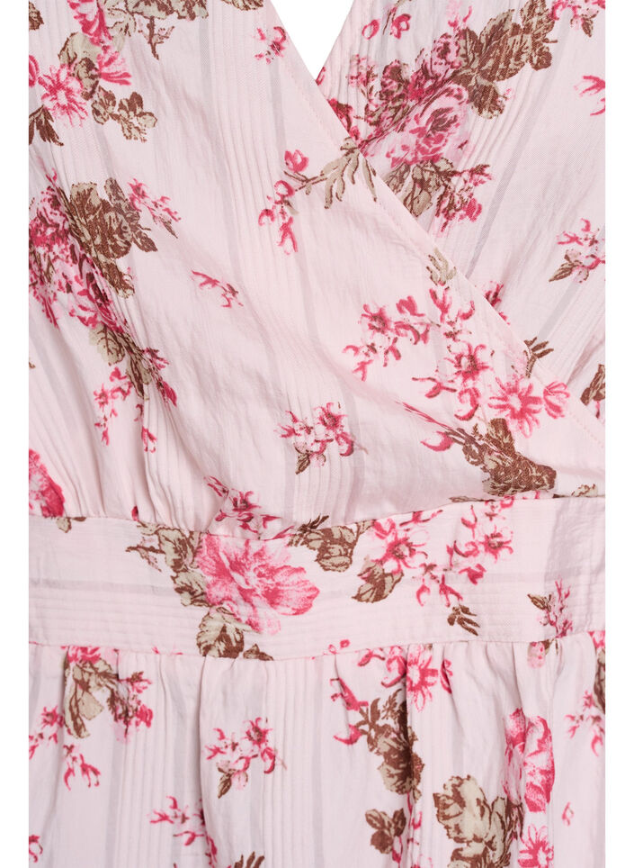 Geblümte Bluse mit kurzen Ärmeln und geraffter Taille, Pink, Packshot image number 2