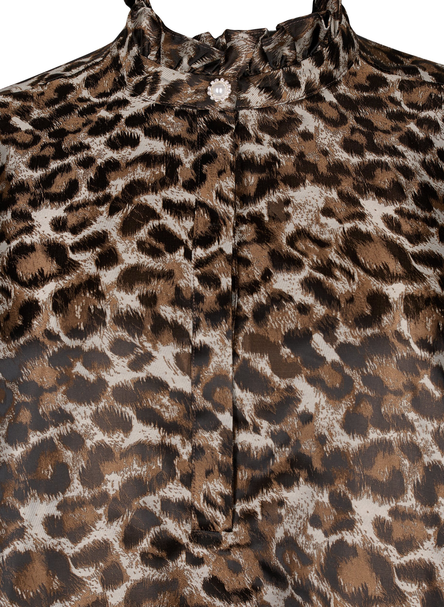 ZizziKurzes Jacquardkleid mit Leopardenmuster, Brown Leo AOP, Packshot image number 2