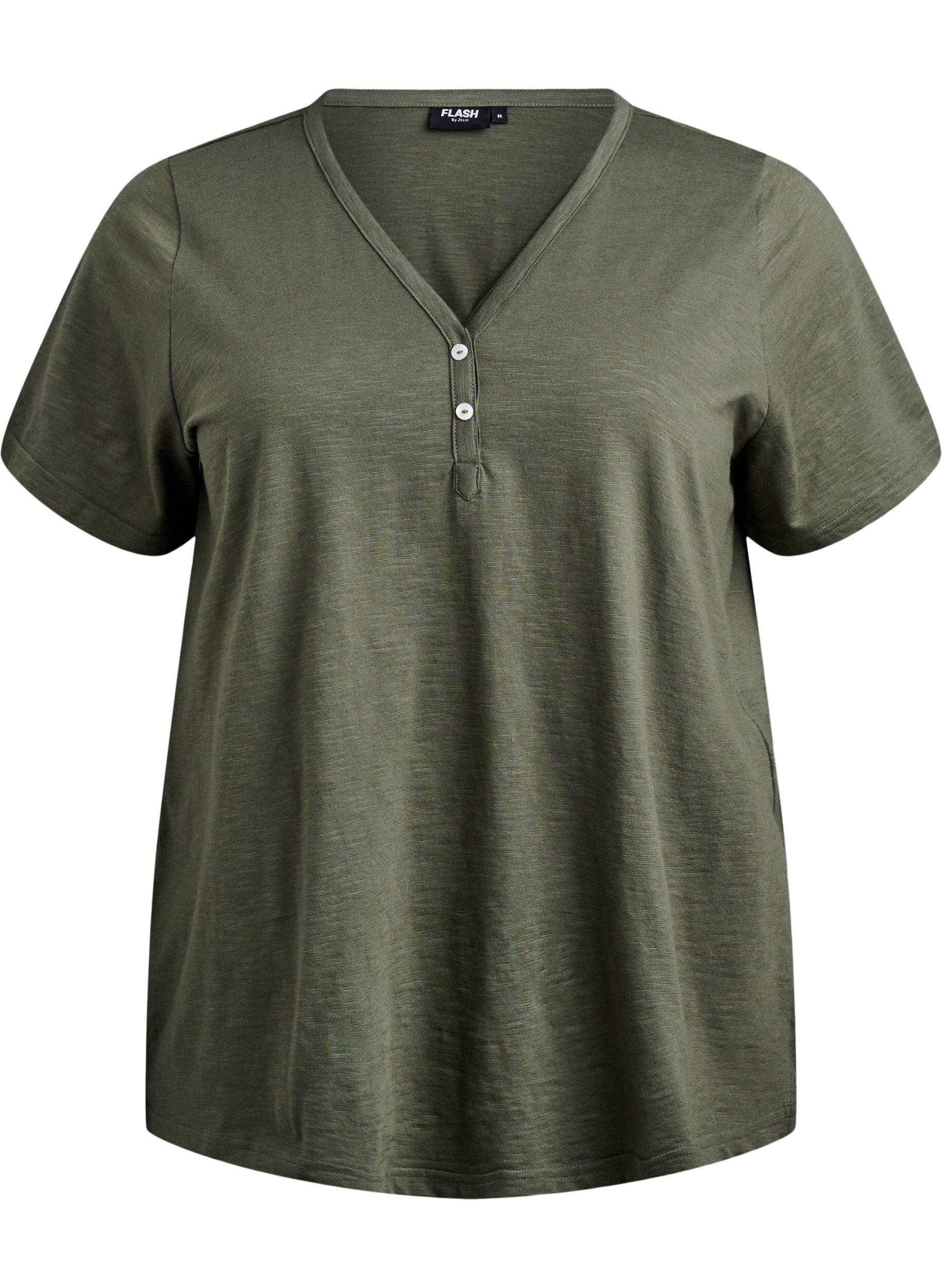 ZizziT-Shirt mit Knopfleiste, Gr&uuml;n, Packshot image number 0