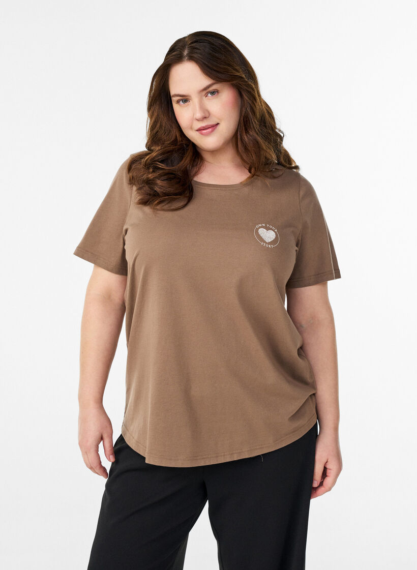 T-Shirt mit Print, Braun, Model image number 0