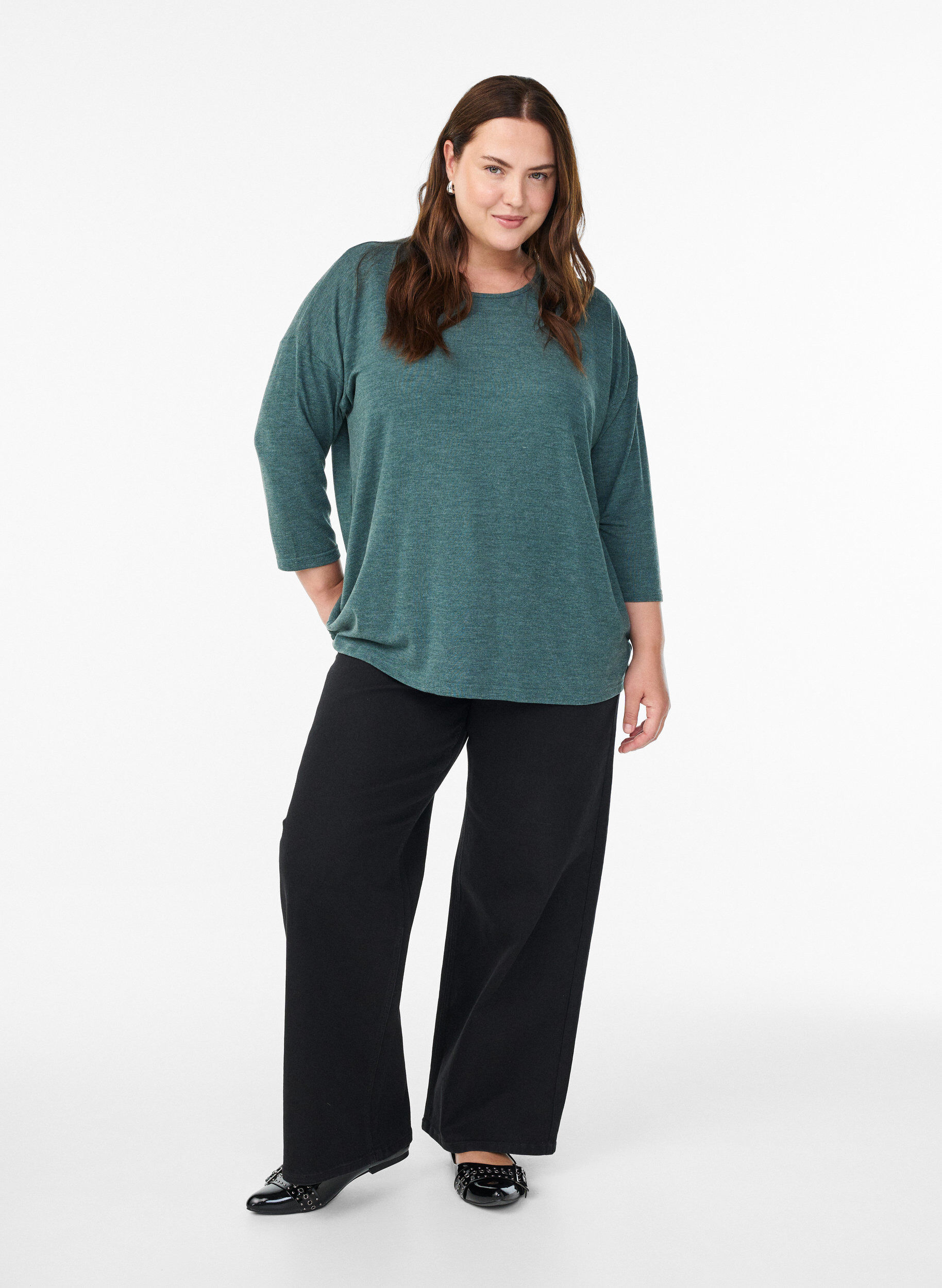 ZizziBluse aus Jersey mit 3/4-&Auml;rmeln , Gr&uuml;n, Model image number 1
