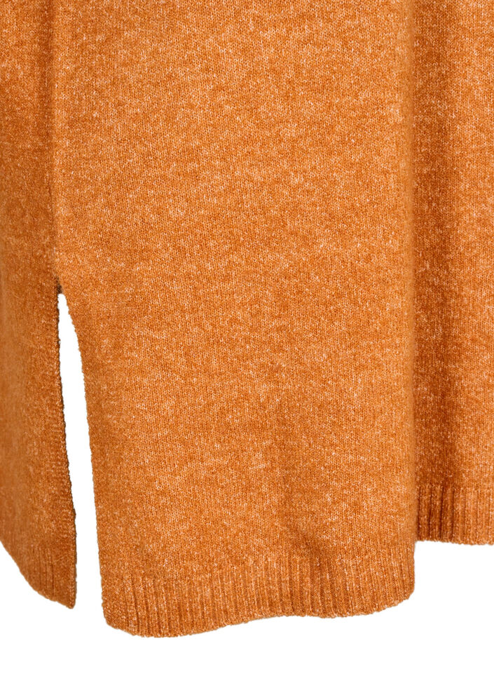 Lange Strickbluse mit langen Ärmeln, Autumnal Mel., Packshot image number 3