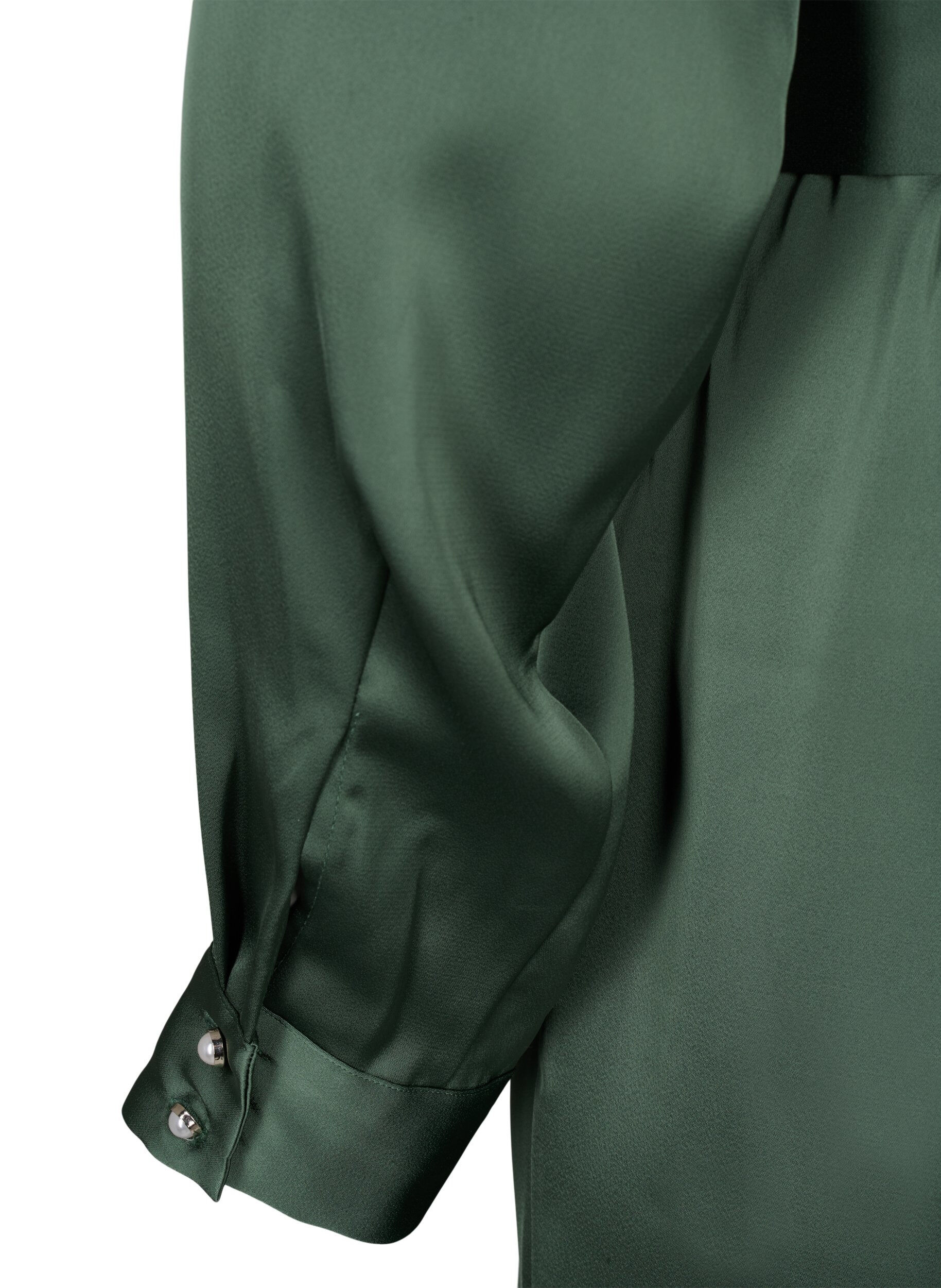 ZizziLang&auml;rmliges Wickelkleid aus Satin, Duck Green, Packshot image number 3