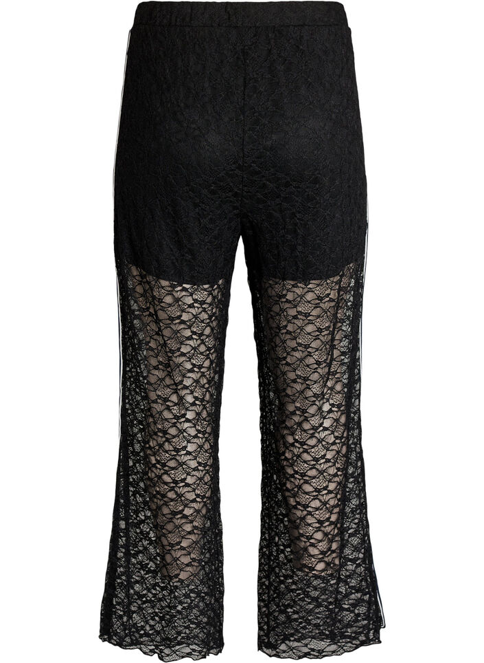 Transparente Spitzenhose mit weitem Bein, Schwarz, Packshot image number 1