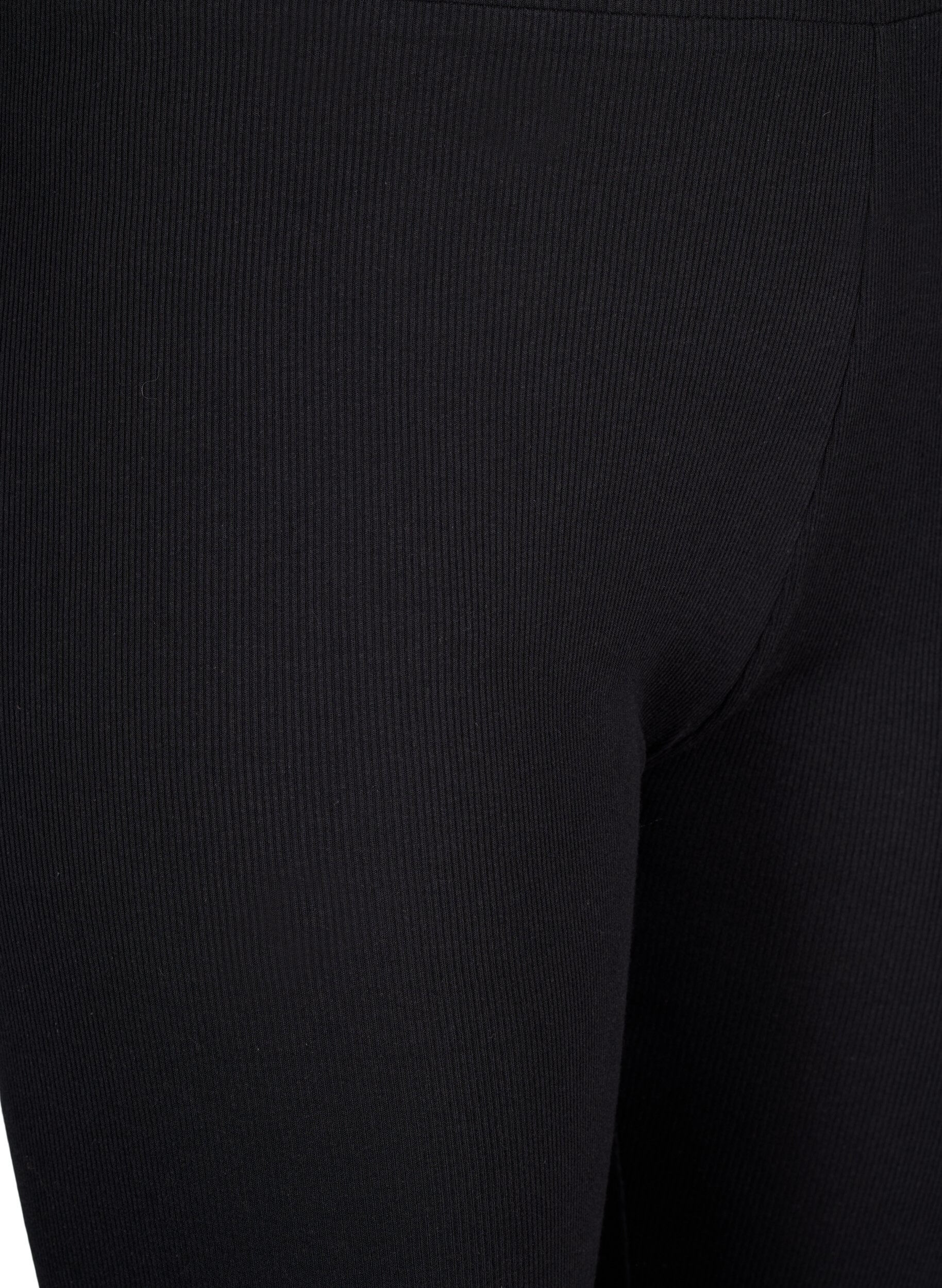 ZizziEng geschnittene, gerippte Hose, Black, Packshot image number 2