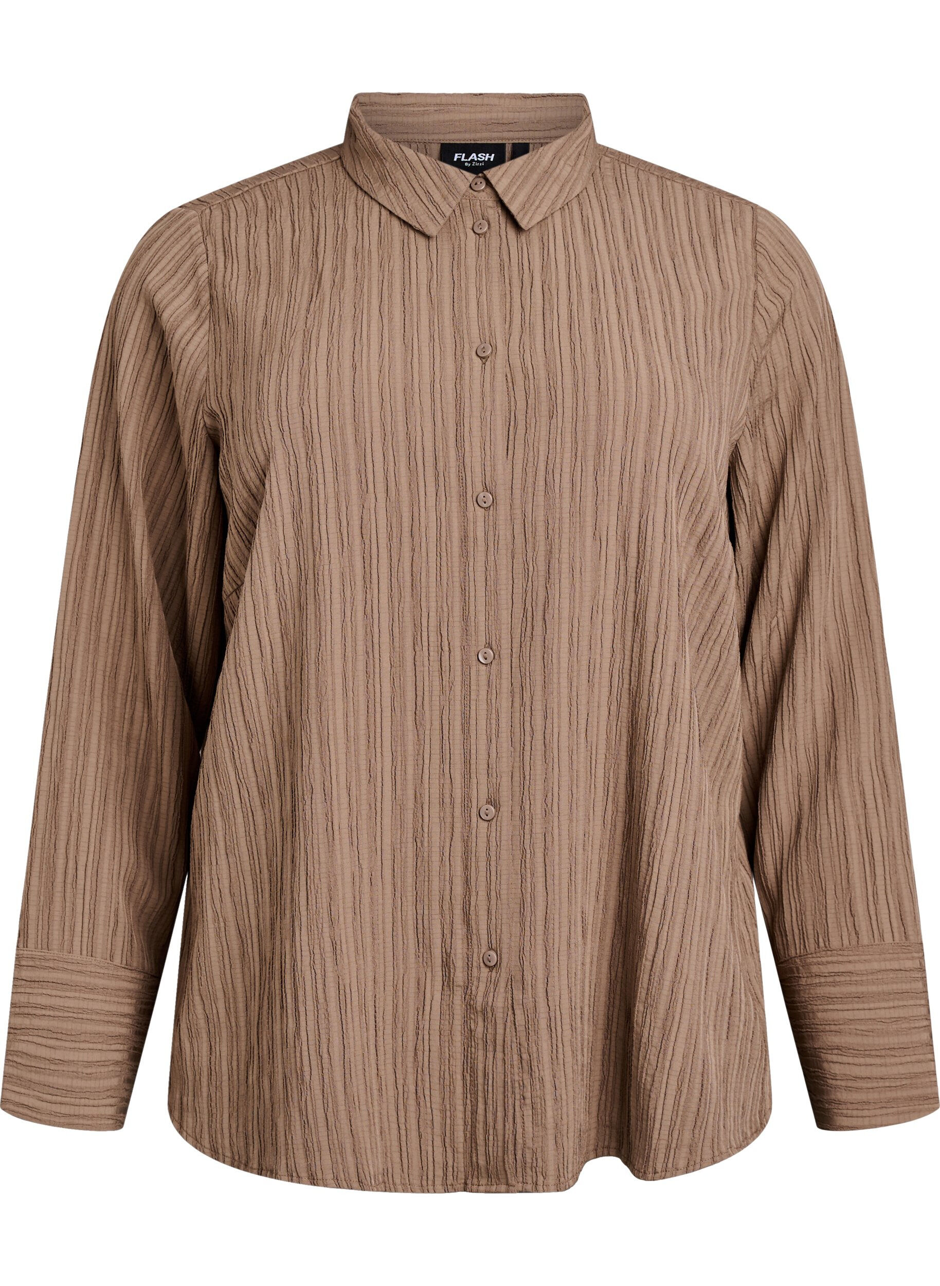 ZizziFLASH - Bluse mit Textur, Braun, Packshot image number 0