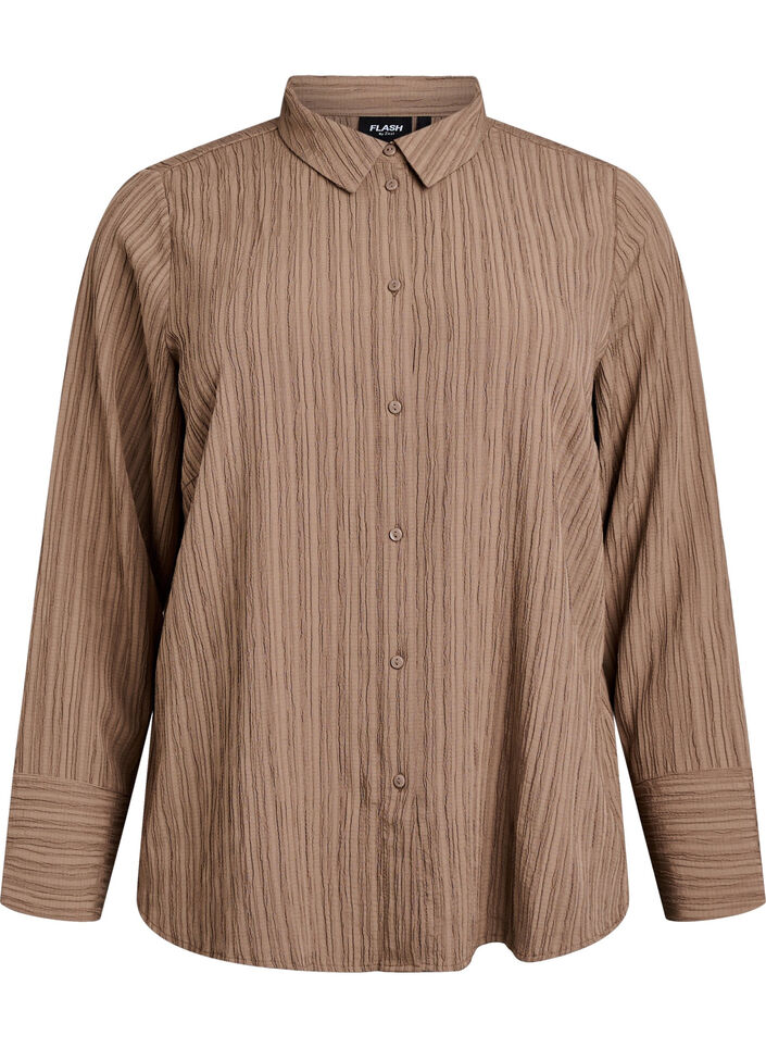 FLASH - Bluse mit Textur, Braun, Packshot image number 0