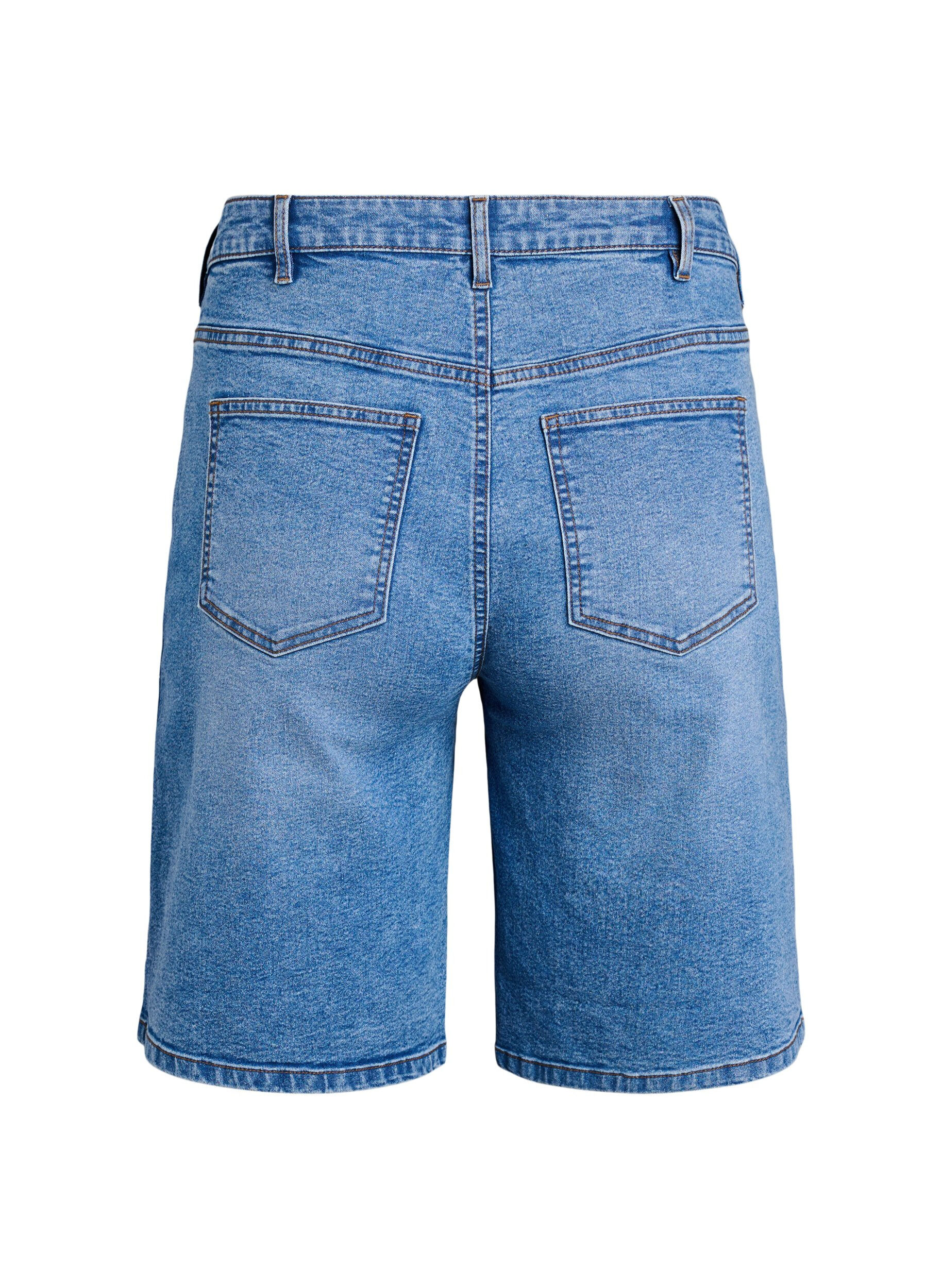 ZizziLocker sitzende Jeansshorts mit hoher Taille, Blau, Packshot image number 1