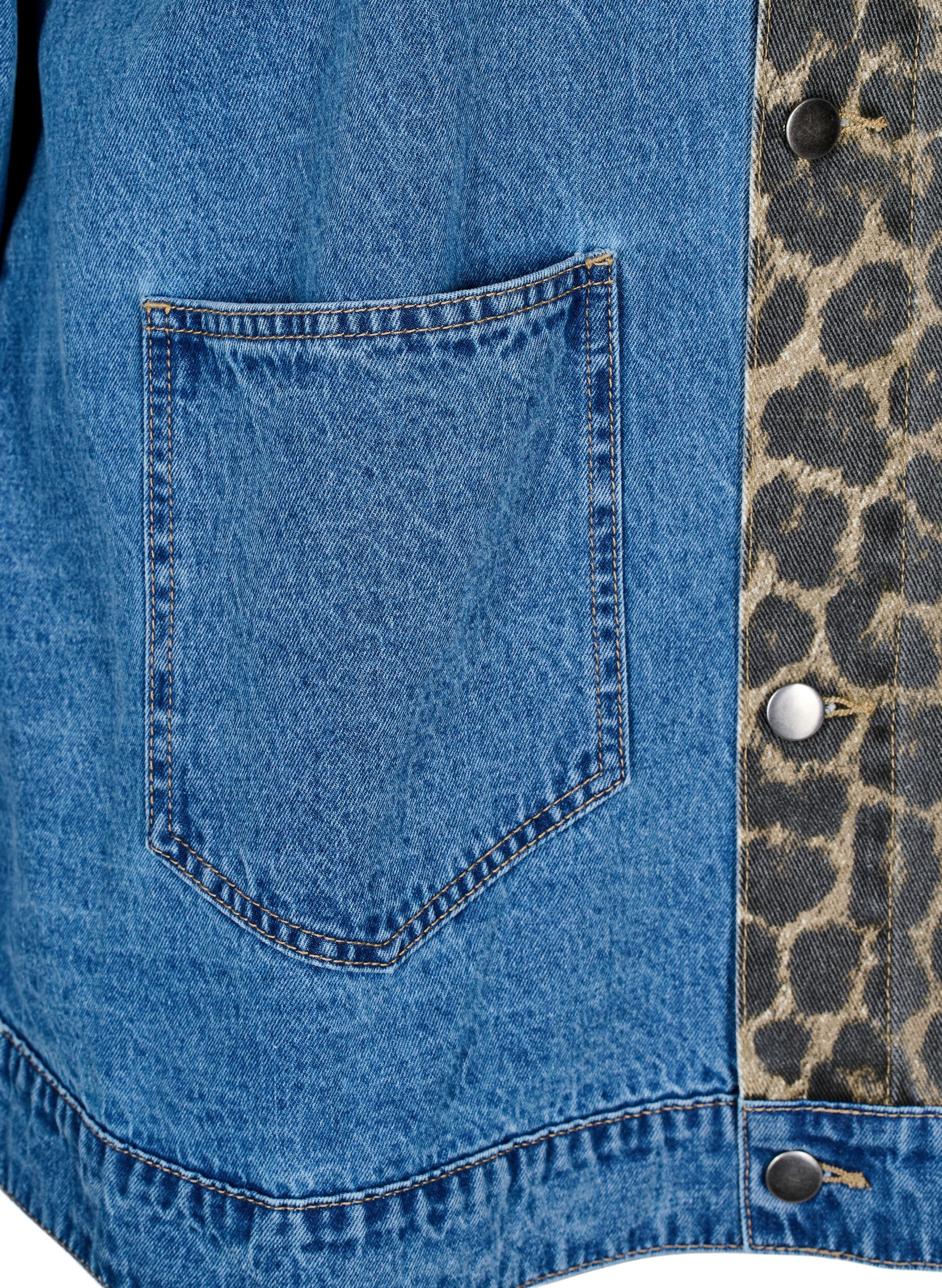 ZizziJeanshemd mit Leopardenmuster-Details, Blau, Packshot image number 2
