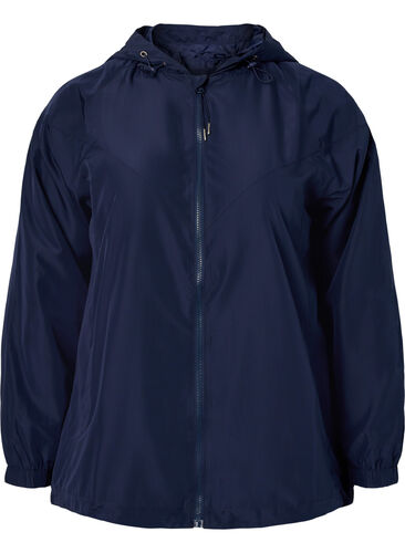 Kurze Jacke mit Kapuze und verstellbarer Saum, Navy Blazer, Packshot image number 0