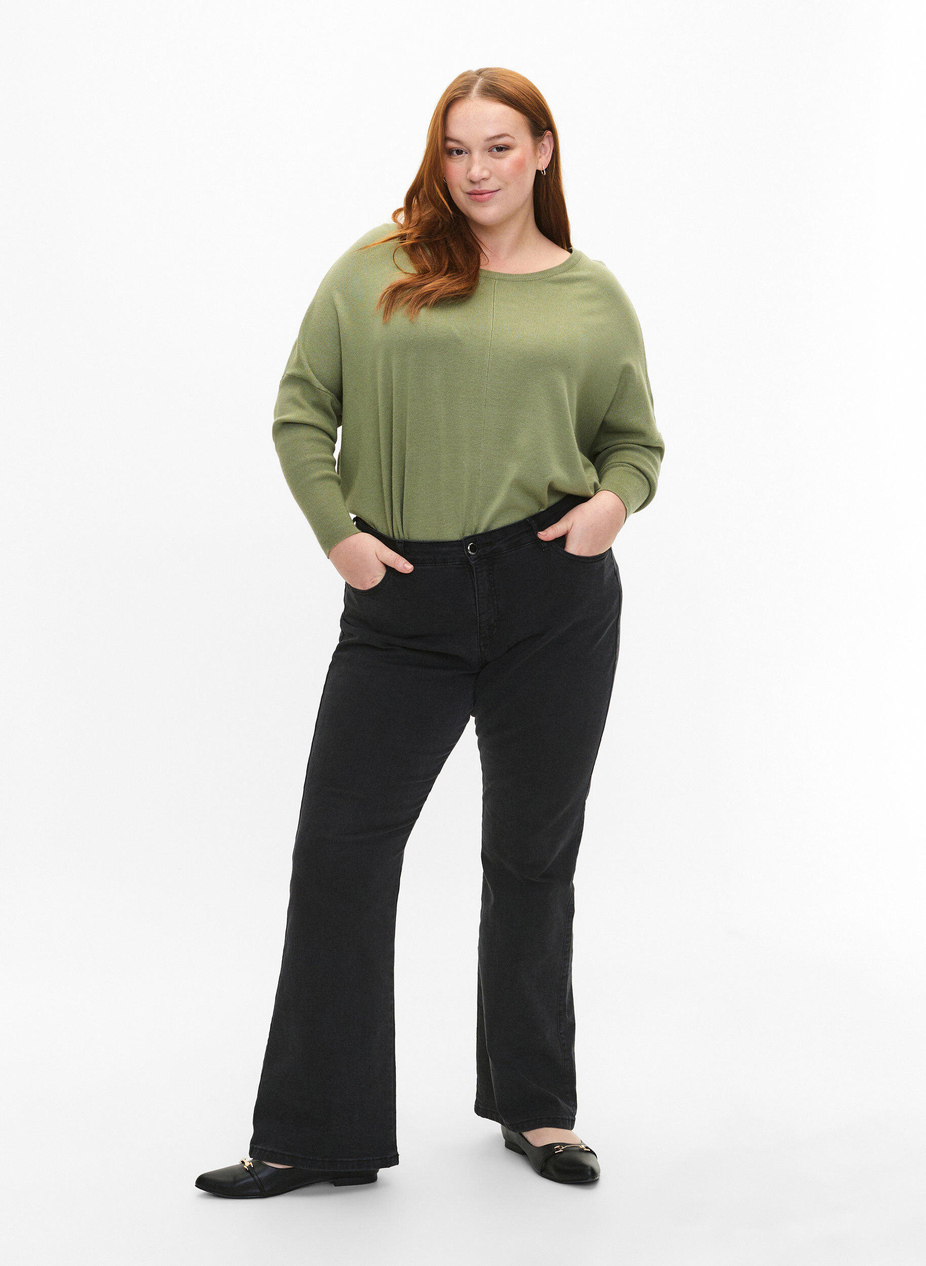 ZizziStrick-Tunika aus Viskosemischung, Oil Green, Model image number 2