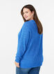 Melierte Strickbluse mit Rundhalsausschnitt, Blau, Model image number 2