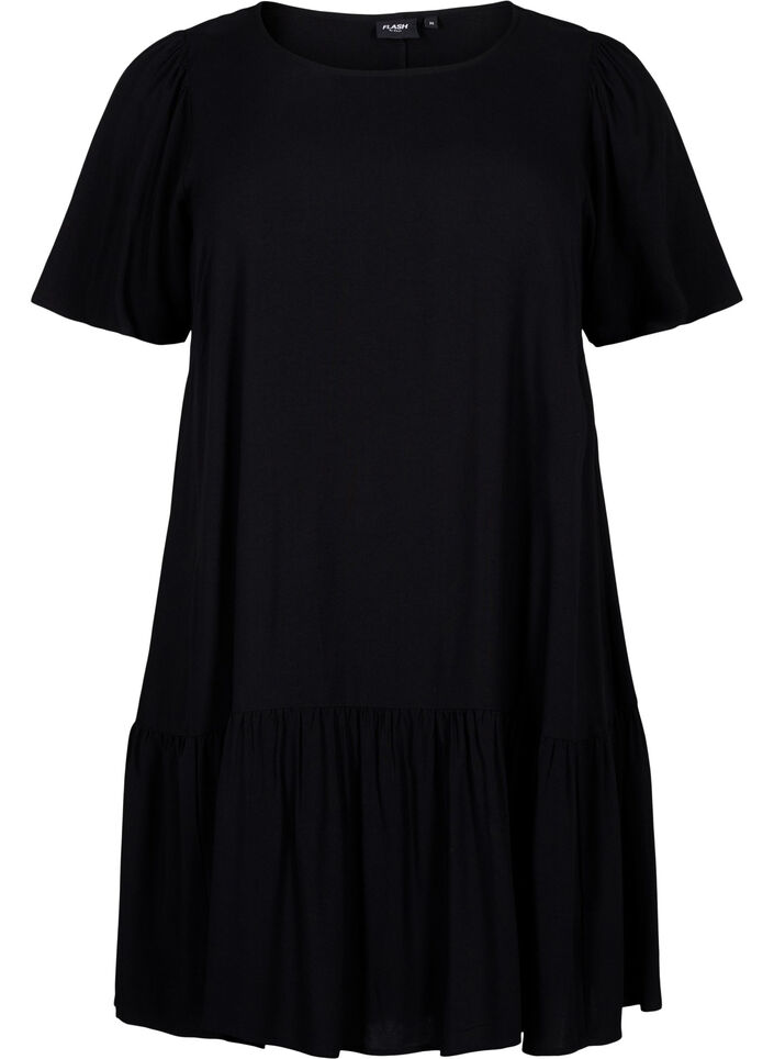 Kleid aus Viskose mit Schnittlinie, Schwarz, Packshot image number 0
