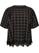 Karierte Bluse mit Spitzenbesatz und ellenbogenlangen &Auml;rmeln, Schwarz, Packshot image number 0