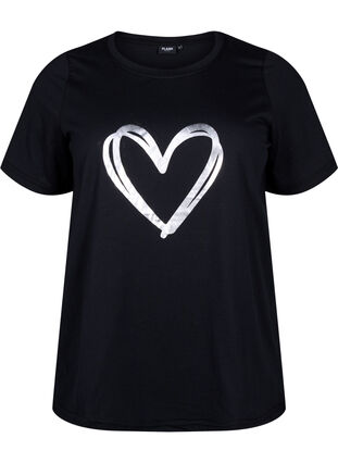 FLASH - T-Shirt mit Motiv, Black Silver Heart, Packshot image number 0