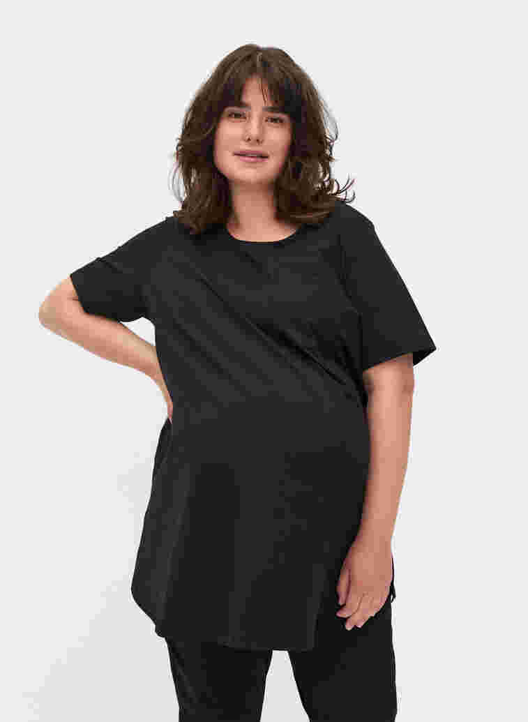 Kurzarm Umstands-T-Shirt aus Baumwolle, Black, Model image number 0