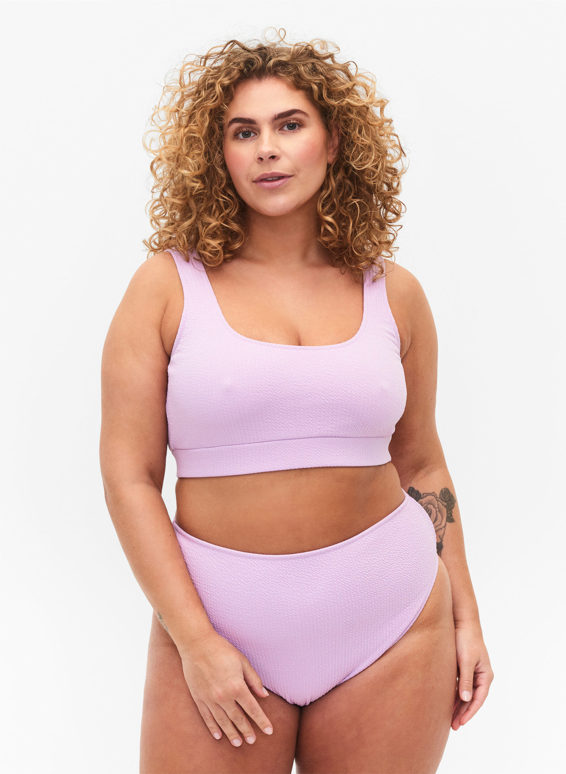 ZizziBikini-Hose mit Krepp-Struktur, Lila, Model image number 0