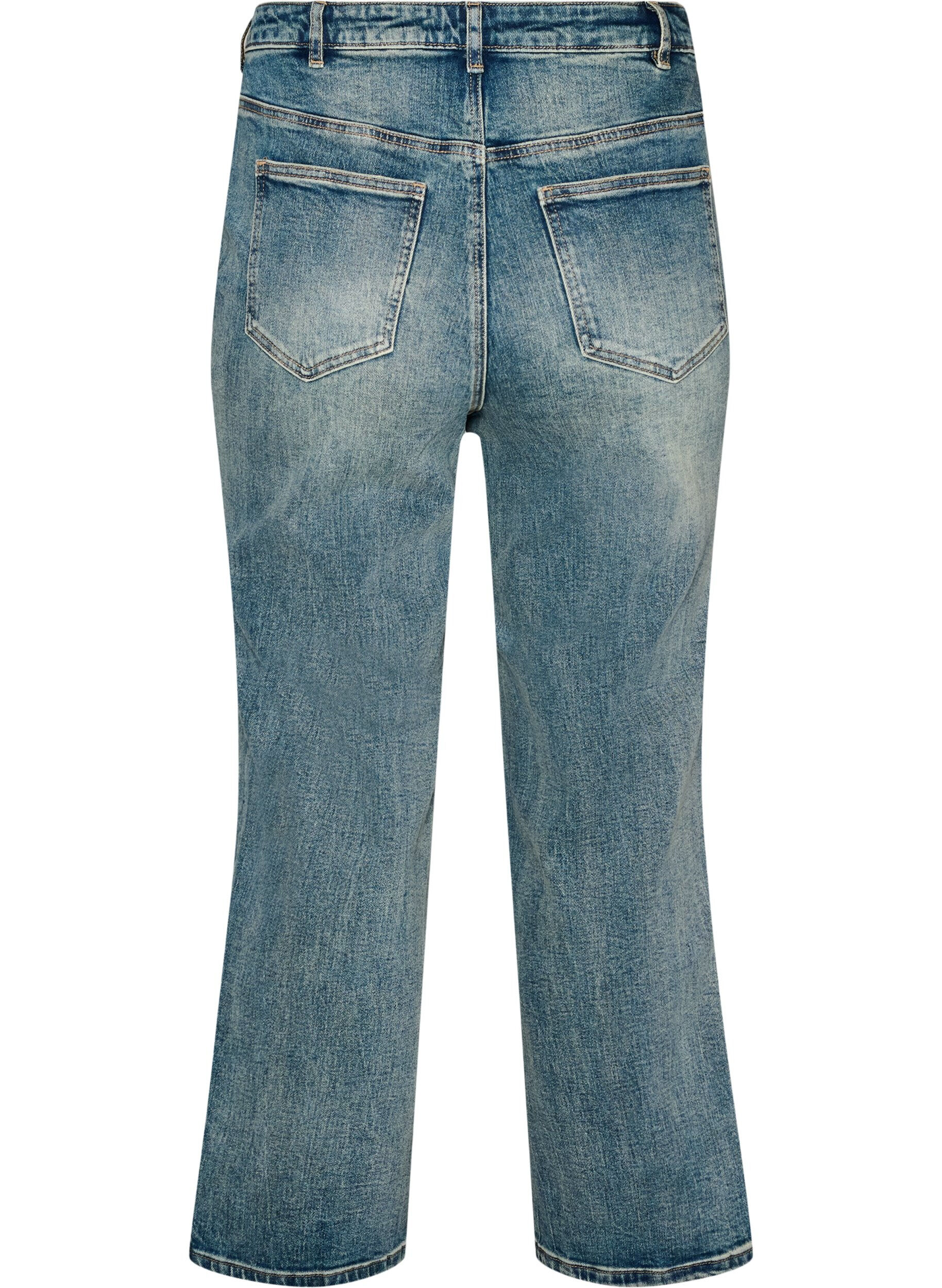 ZizziKiana Straight Fit Jeans mit leicht abgenutzter Optik, Blau, Packshot image number 1