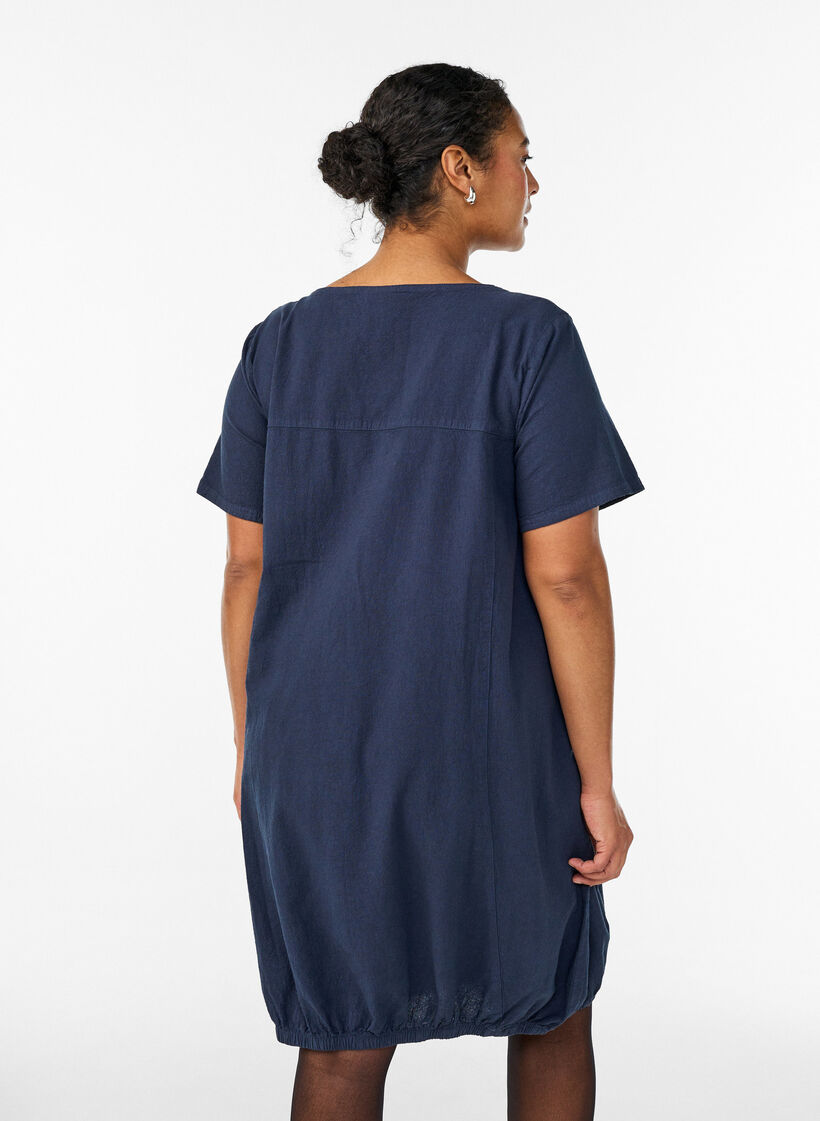 Kurzarm Kleid aus Baumwolle, Blau, Model image number 2