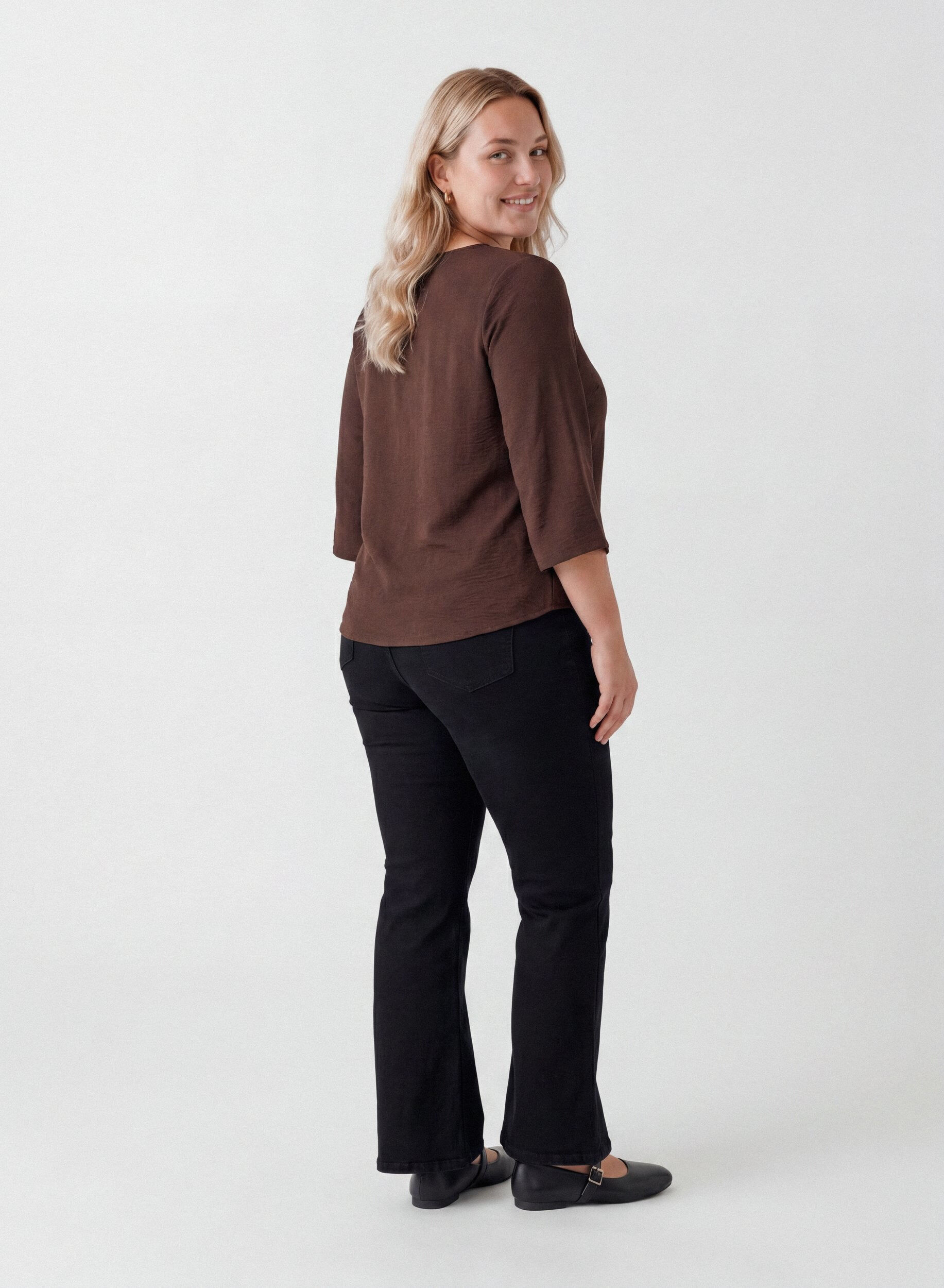 ZizziBluse mit 3/4-&Auml;rmeln, Braun, Model image number 2