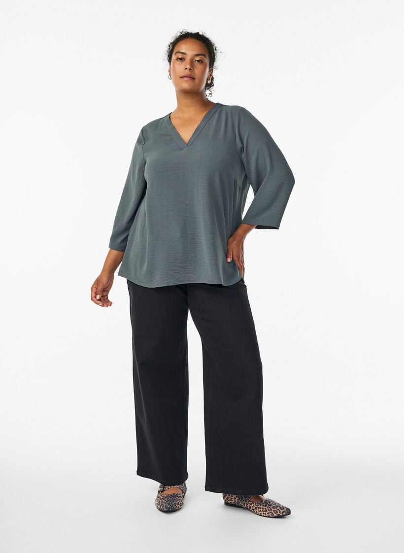 FLASH - Bluse mit 3/4-&Auml;rmeln, Gr&uuml;n, Model image number 1