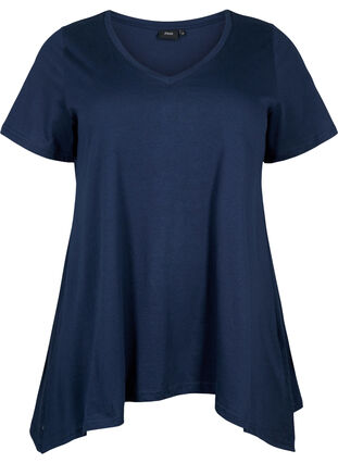 T-Shirt aus Baumwolle mit kurzen Ärmeln, Navy Blazer SOLID, Packshot image number 0