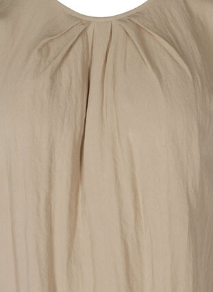 Kurzarm Bluse aus Viskose mit Rundhals, Light Taupe, Packshot image number 2