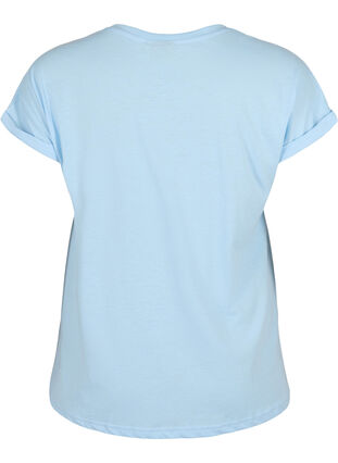 Kurzärmeliges T-Shirt aus einer Baumwollmischung, Chambray Blue , Packshot image number 1