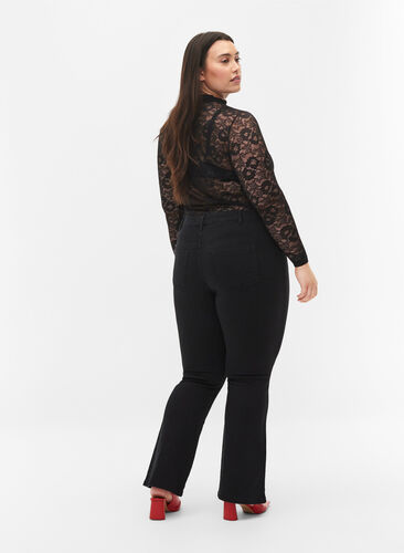 Ellen Bootcut-Jeans mit hoher Taille, Black, Model image number 1
