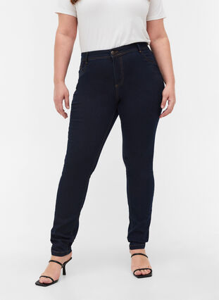 Super Slim Amy Jeans mit hoher Taille, 1607B Blu.D., Model image number 2