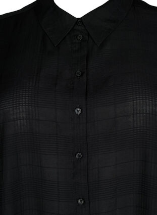 Langes Shirt aus Viskose mit Textur, Black, Packshot image number 2