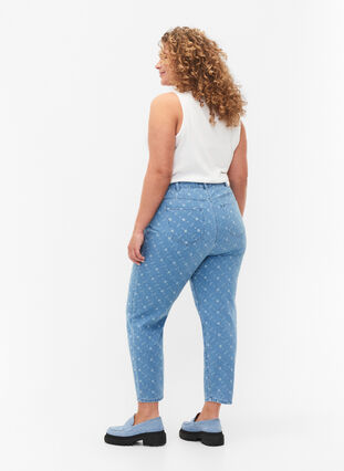 Mille Mom Fit Jeans mit Print, Light blue denim, Model image number 1